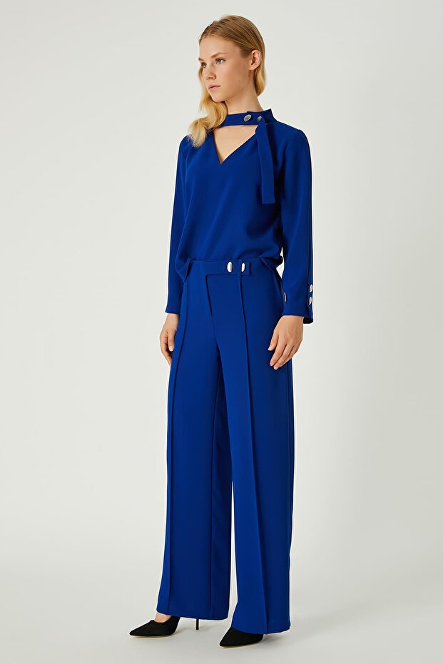 Dökümlü krep pantolon - 4