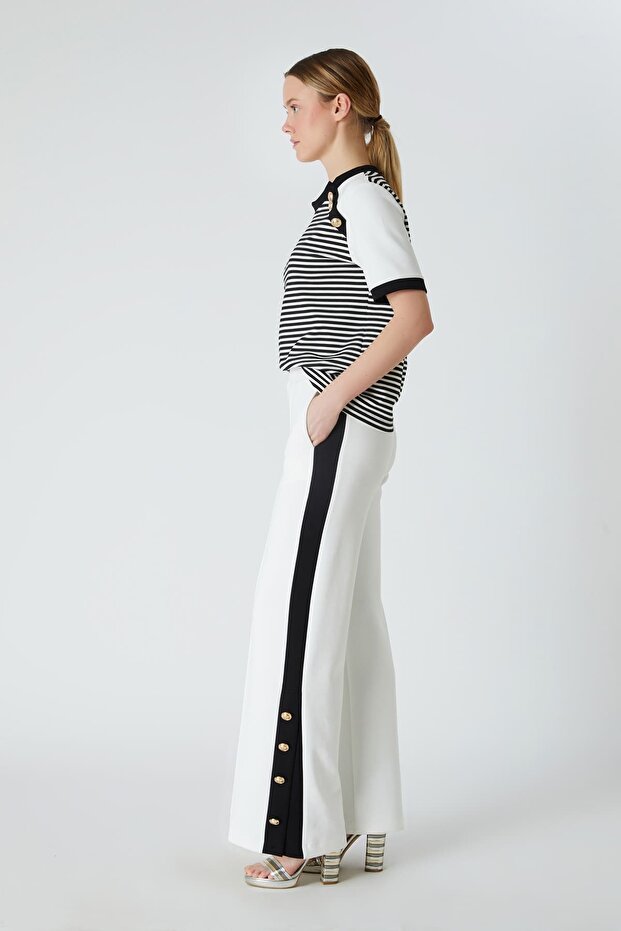 Garnili geniş paça pantolon - 3