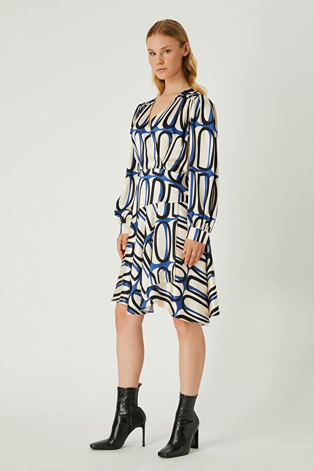 Grafik desenli elbise - 2