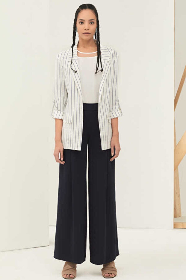 بنطال واسع الساق بأزرار - 1