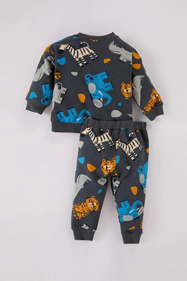 D5897 Set of 2 Patterned Sweatshirt with Elastic Waist Bottom - 5