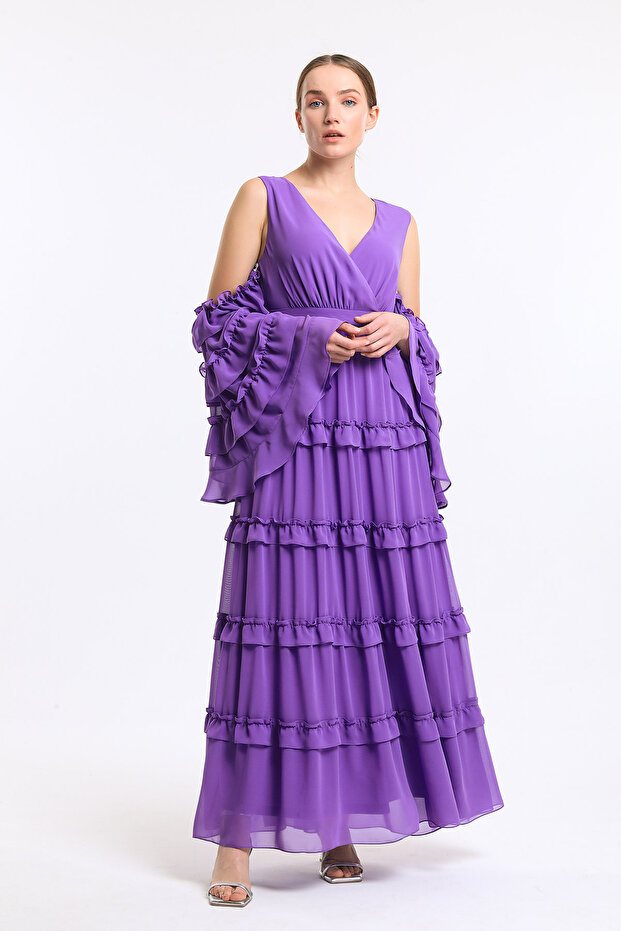 Uzun Şifon Elbise - 3