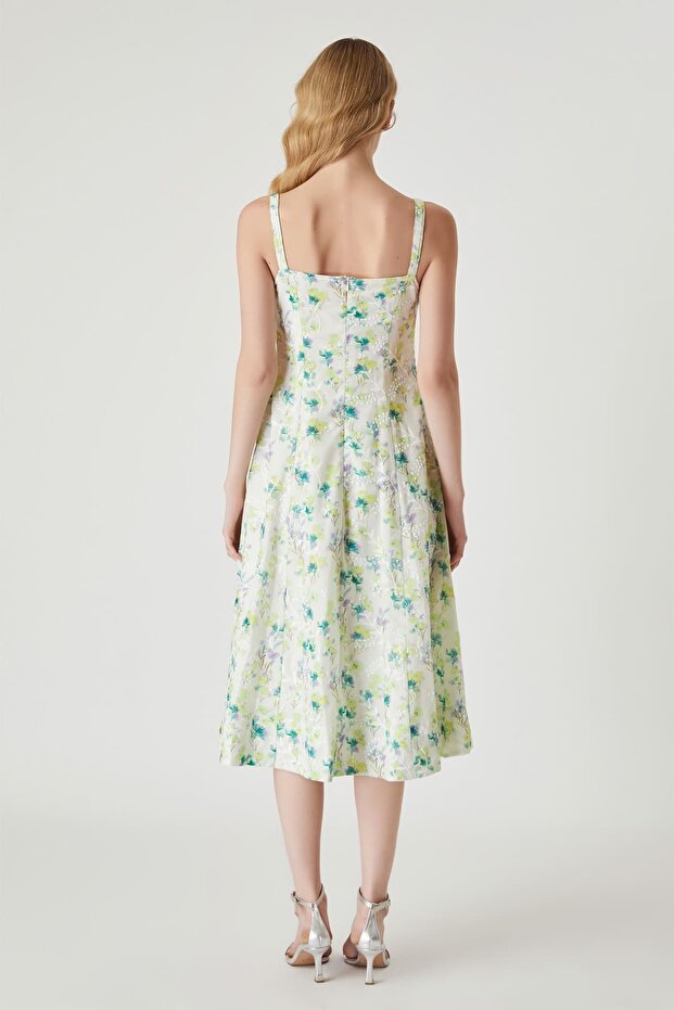 Çiçek desenli askılı elbise - 2