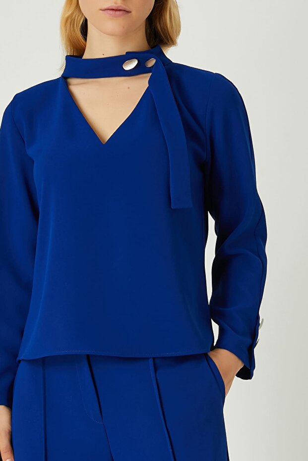 V yaka krep bluz - 4