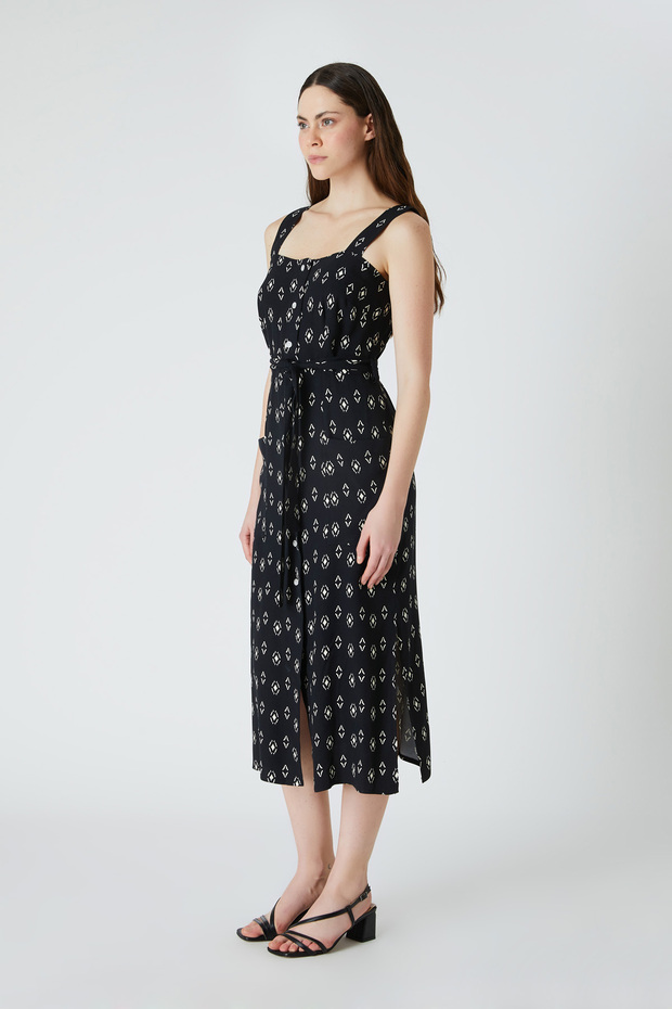 Desenli viskon elbise - 2