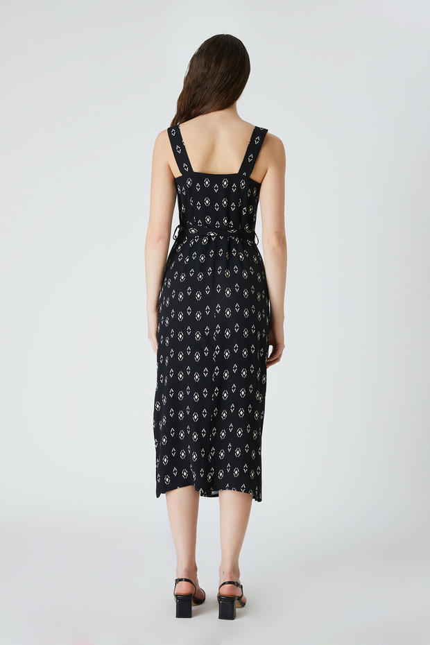 Desenli viskon elbise - 4