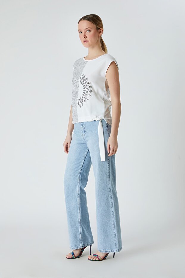 Payet nakışlı bluz - 2