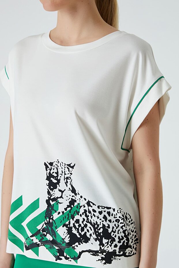 Baskılı örme bluz - 4