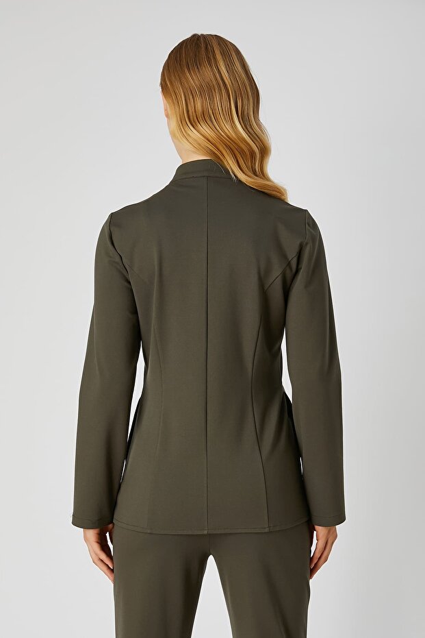 Düğme detaylı örme ceket - 4