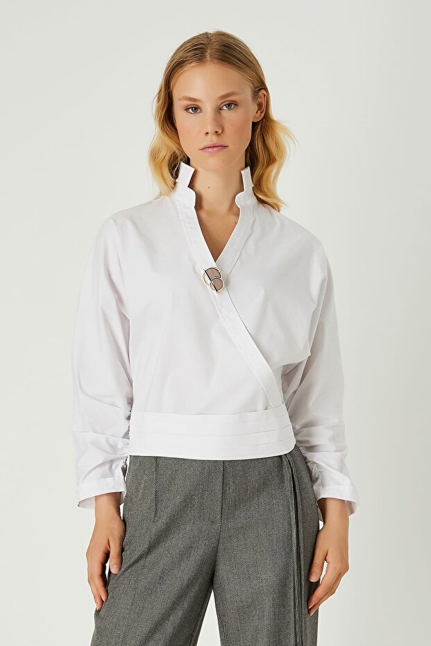 Poplin anvelop bluz - 1