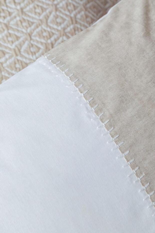 Çift Kişilik Omari Bej Timeless Yatak Örtüsü Prime Set - 2
