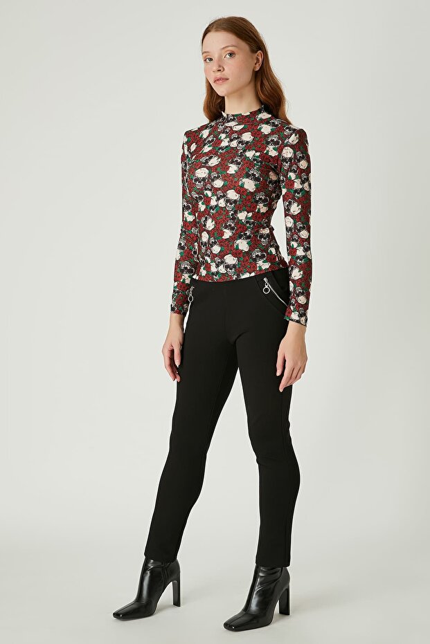 Desenli örme bluz - 2