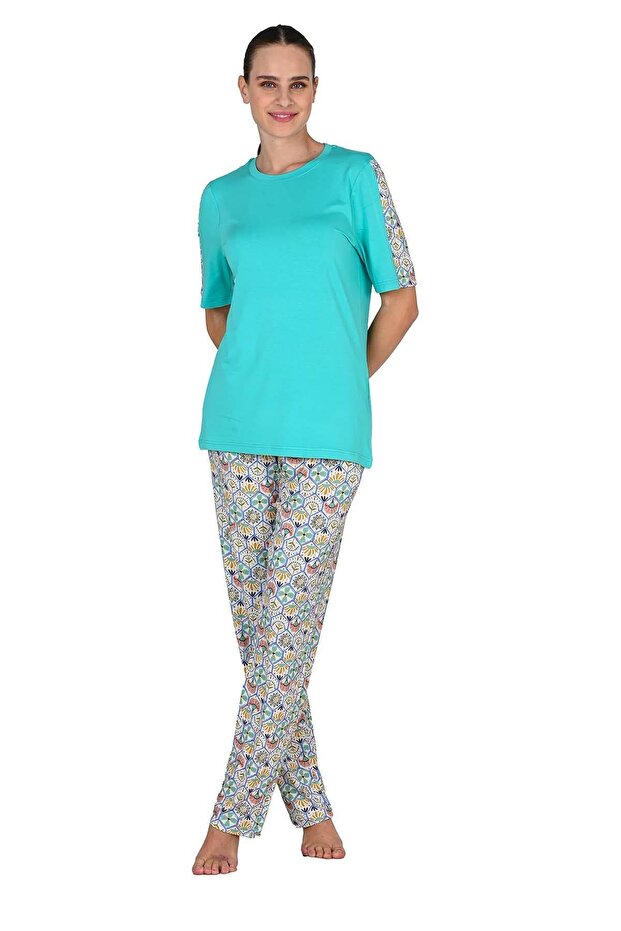 Women's Viscous Short Sleeve Mint Green Pajama Set 10204