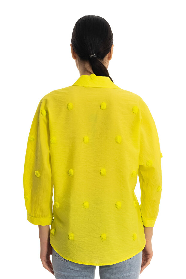 Ponpon jakarlı gömlek - 4