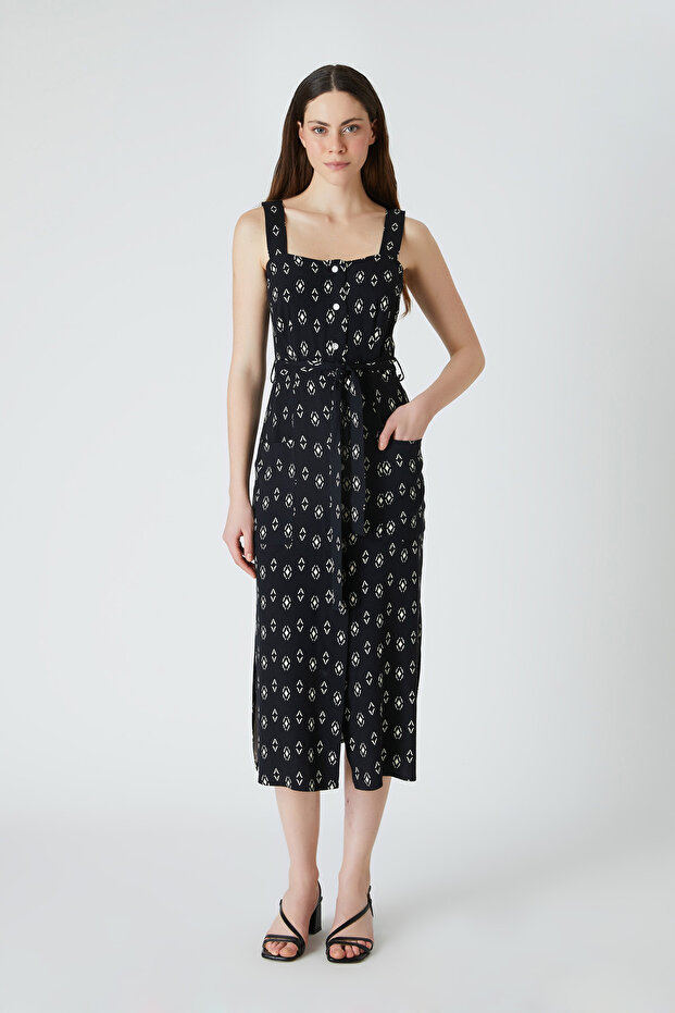 Desenli viskon elbise - 1