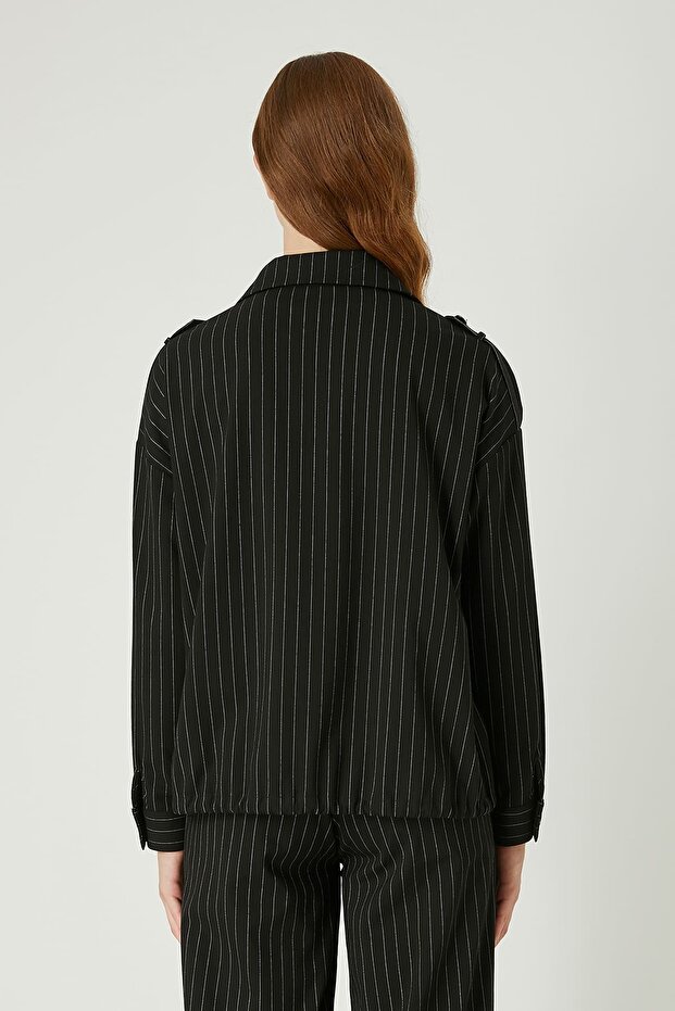 Cep detaylı çizgili gömlek - 2