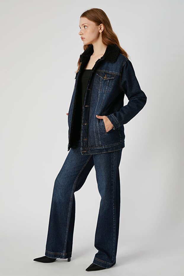 Suni kürklü denim ceket - 2