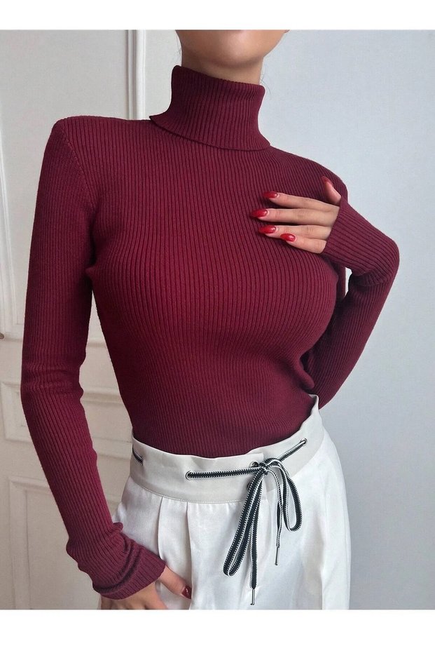 High-Top Unisex Sweater - Seasonal, Saving Cotton Turtleneck, Raster Slimfit