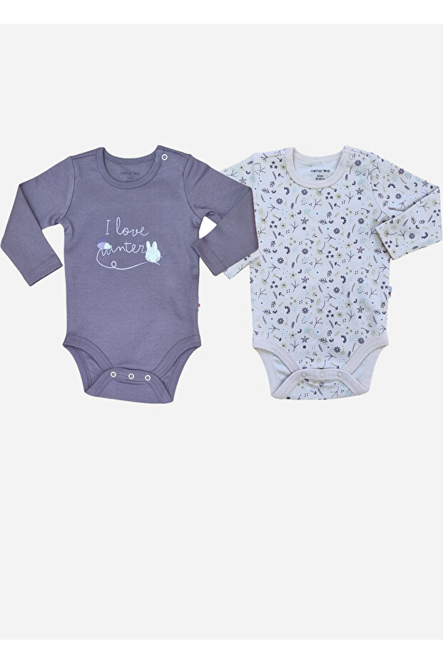 100% Organic 2-Piece Long Sleeve Baby Bodysuit