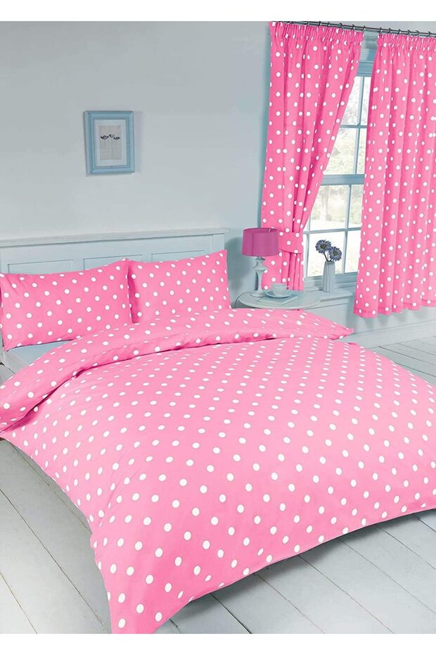 Mer-Tim Cotton Ranforce Oversize Pink Polka Dot 220X240 Duvet Cover Set (Sheet Not Included)