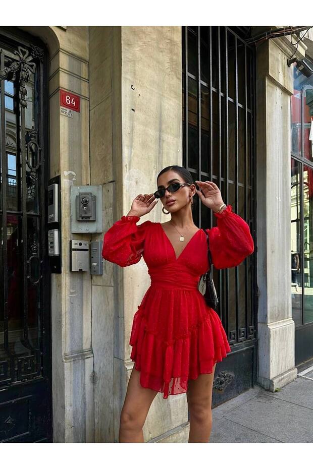 Ponpon Tül Detaylı Elbise - 4