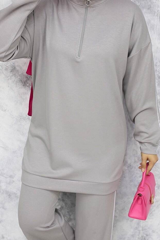 طقم مكون من قطعتين باللون الرمادي - موديل 3367 - 3