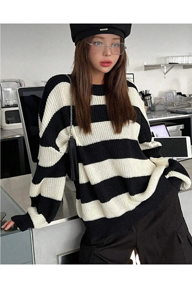 Kadın Oversize Triko Kazak - 5