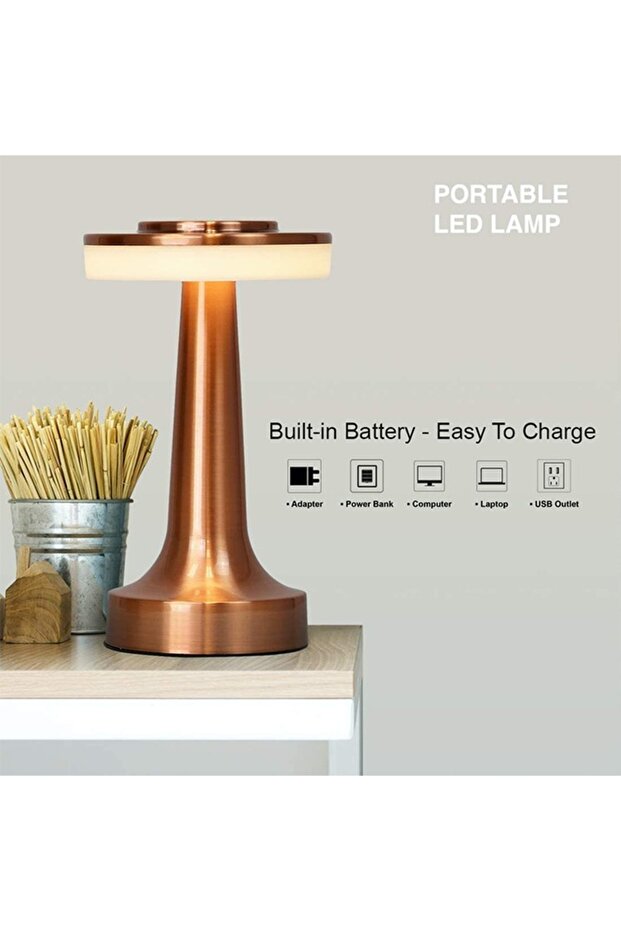 مصباح طاولة LED محمول مع مستشعر اللمس 1000 مللي أمبير في الساعة بزاوية رفيعة أحمر - 5