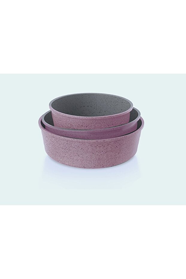 ,Midas,Round Ovenware Set of 3pcs,non stick cast Aluminum,(Round 24,26,28 CM),Pink Marble