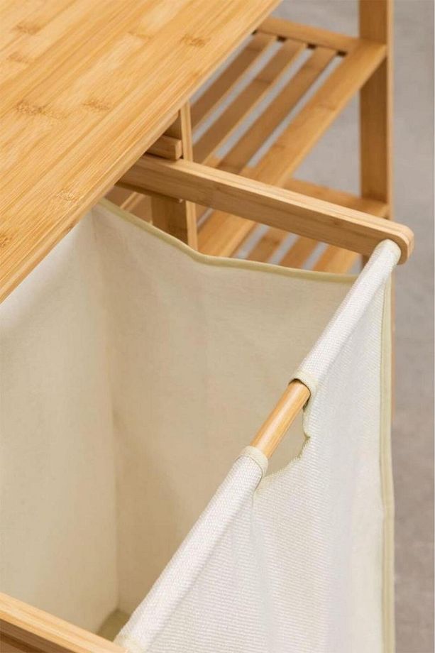 Bambu Bölmeli Banyo Düzenleyici Çamaşır Sepeti DB-0008H - 5
