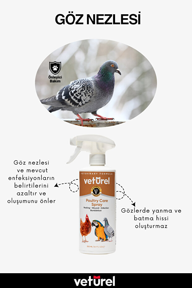 Güvercin Muhabbet Kuşu Papağan Göz Gaga Yara Bakım Spreyi - Kanatlı Hayvan Önleyici 500ml - 7