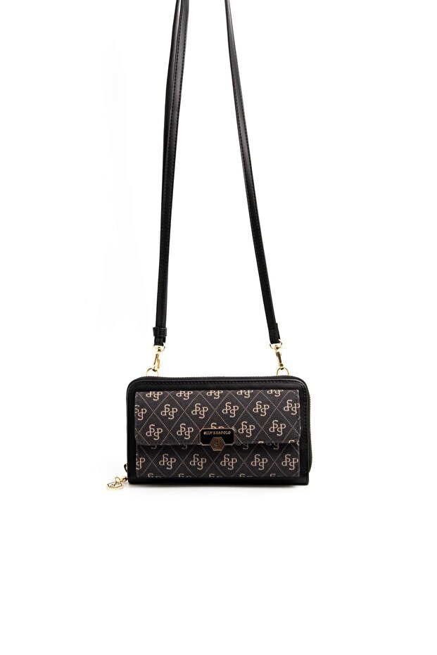 Smoked - Black Sp921 Women's Strap Wallet Phone Bag