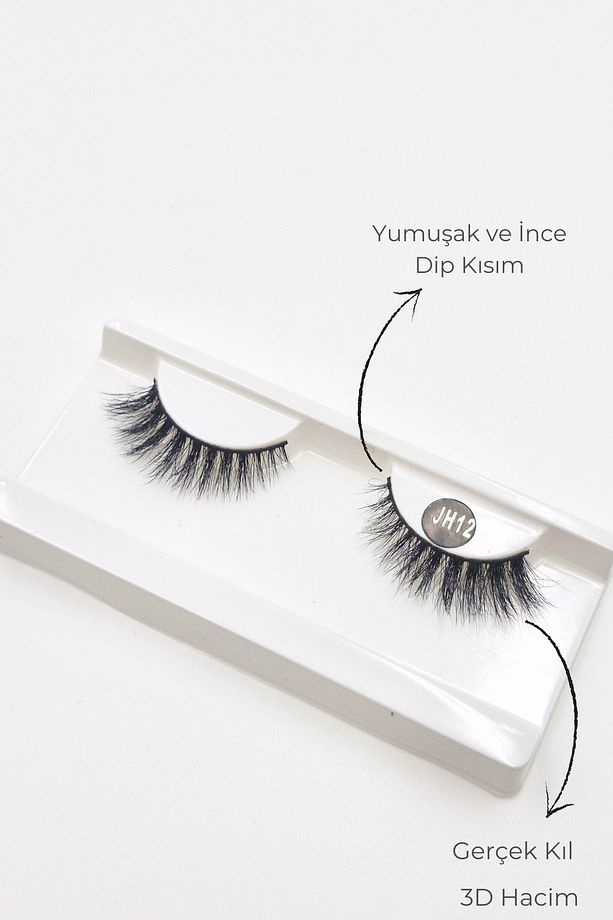 Doğal Görünümlü Gerçek Kıl Tam Boy İpek Takma Kirpik (1 Çift) - Mink Eyelash No: JH12 - 2