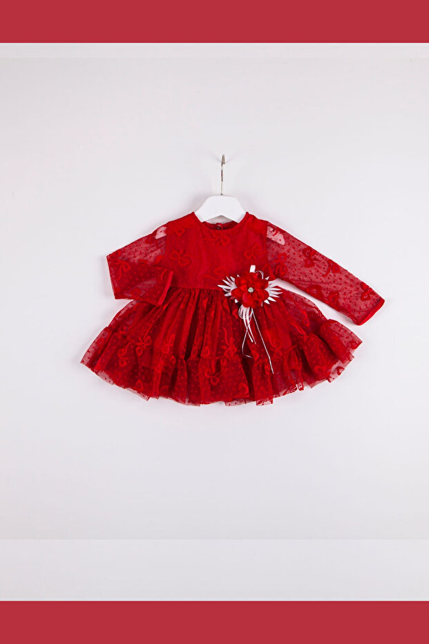 Girl's Polka Dot Print Tulle Dress 1-2-3 Years