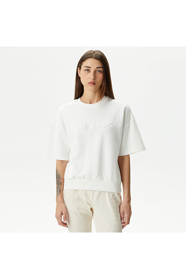 Kadın Beyaz Sweatshirt - 1