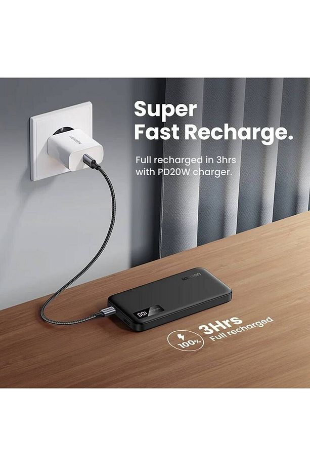 PowerBank Çift Yönlü Hızlı Şarj USB-C Portu ve USB Portu 10000mAh - Siyah - 5