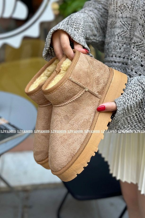 Teel Içi Kürklü Mini Süet Kışlık Taban Bot & Bootie - 2