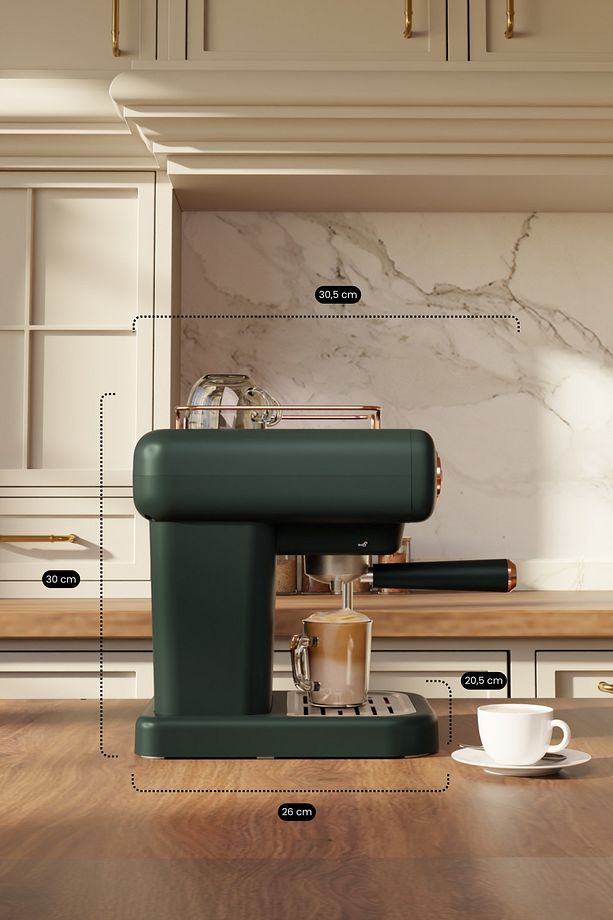 EM-01 Ristretto Süt Köpürtücülü 20bar Basınçlı Espresso Latte Cappuccino Americano Makinesi 1,2Lt - 6