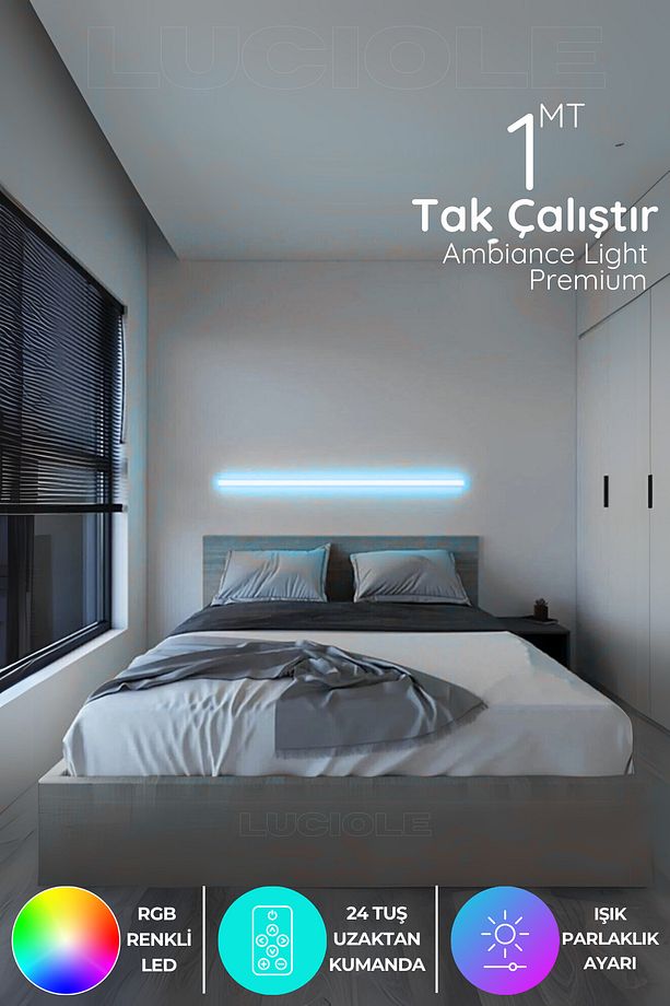 Rgb Led Abajur Aplik Gece Lambası Lambader Renkli Uzaktan Kumandalı Işık - Ledtube12 - 1