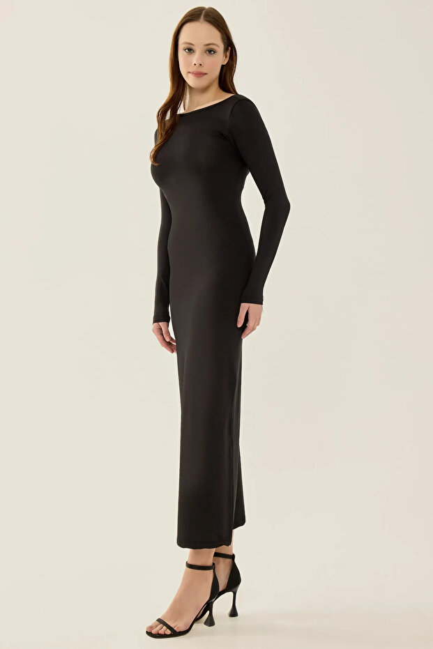 Sırt Dekolteli Bodycon Midi Elbise - 3