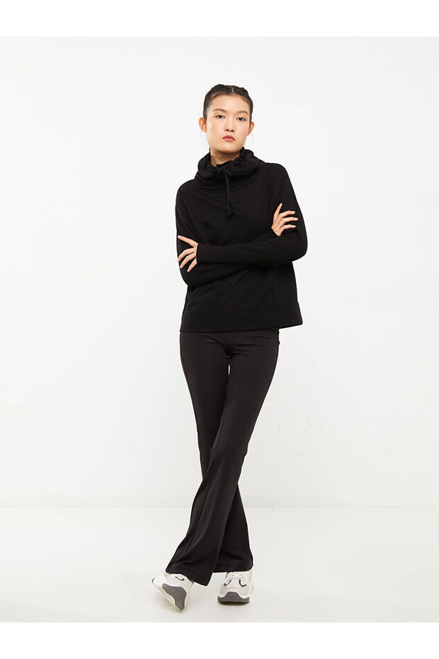 Lcwk Monk Collar tömör hosszú ujjú női pulóver - 1