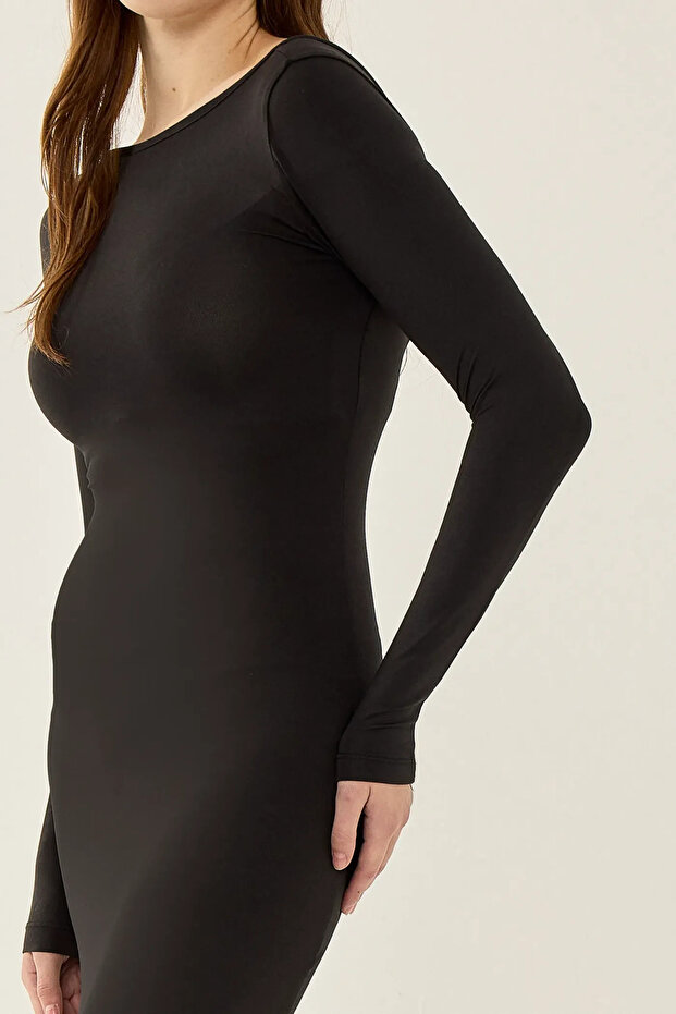Sırt Dekolteli Bodycon Midi Elbise - 4