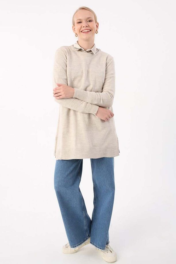 Taş-Bisiklet Yaka Triko Tunik - 1