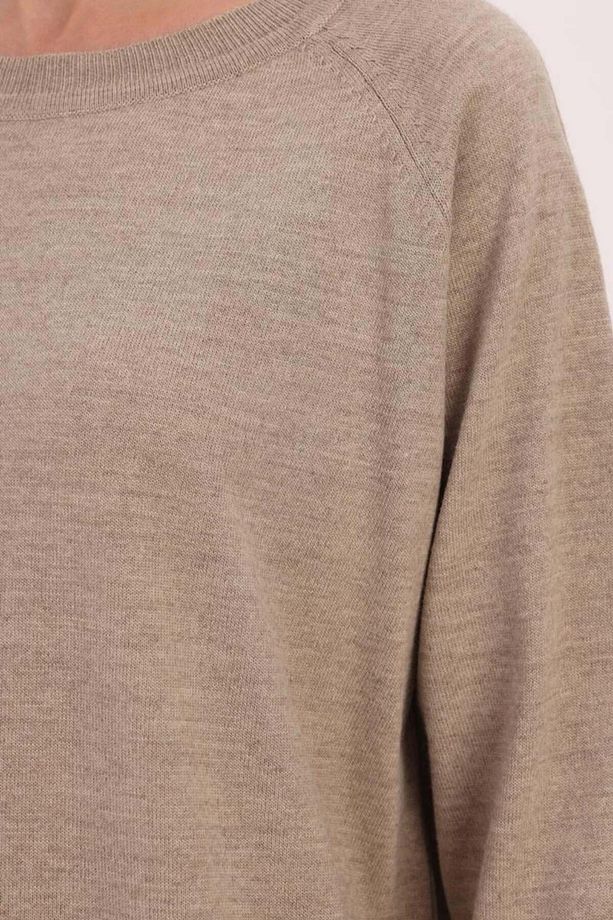 Bej-BASİC REGLAN BİSİKLET YAKA KAZAK - 5