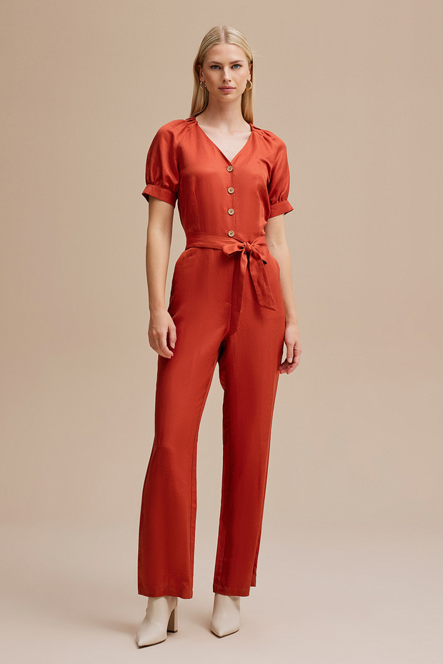 V Yaka Kuşaklı Tulum - 3