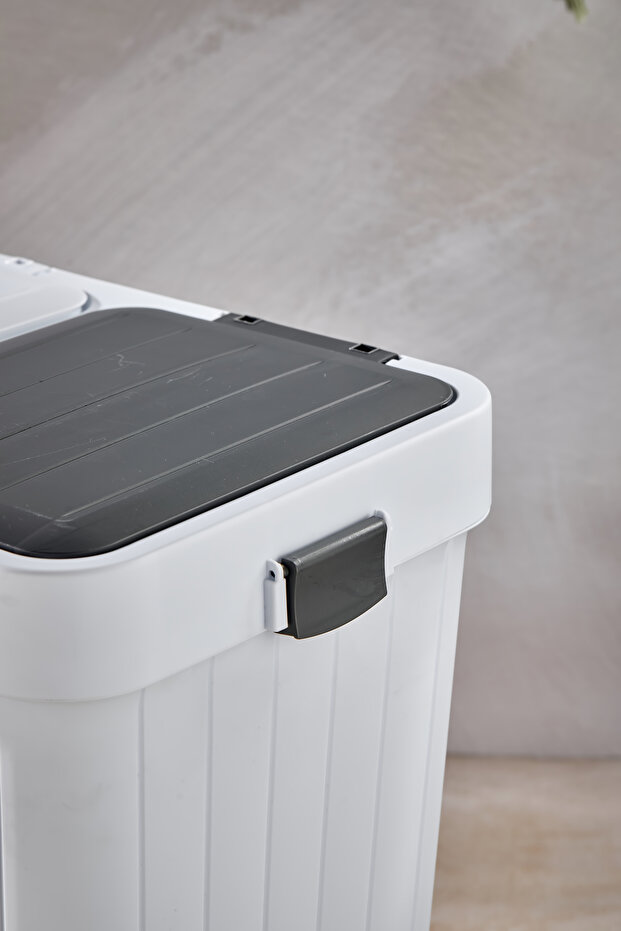 Two Compartment Automatic Lid Dirty Laundry Basket - 5