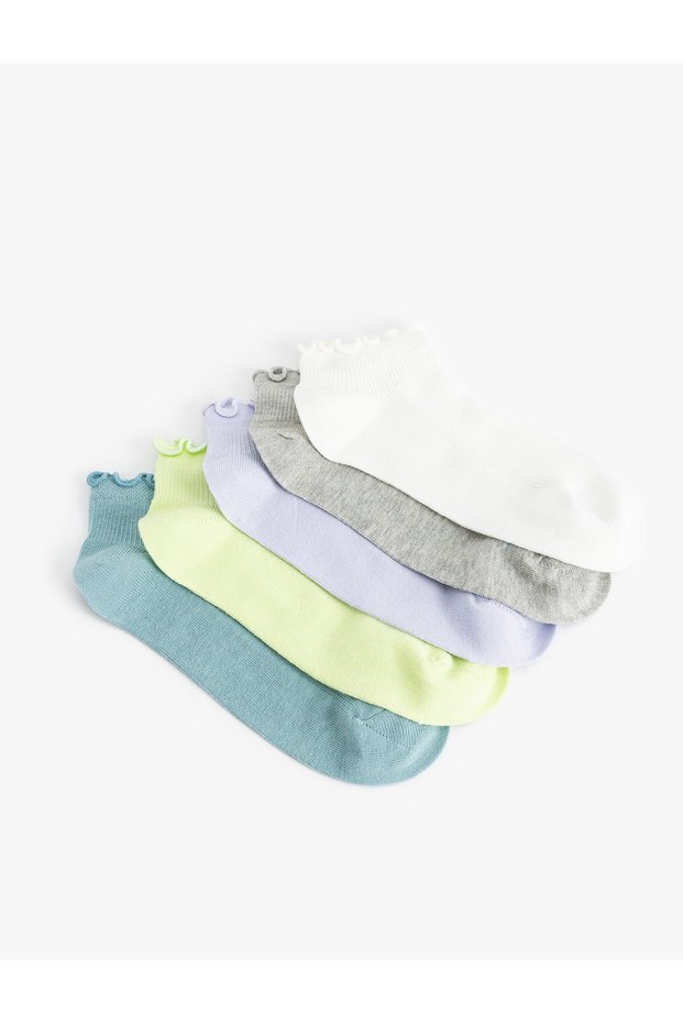 Set of 5 Booties Socks Basic Frilly Multicolored