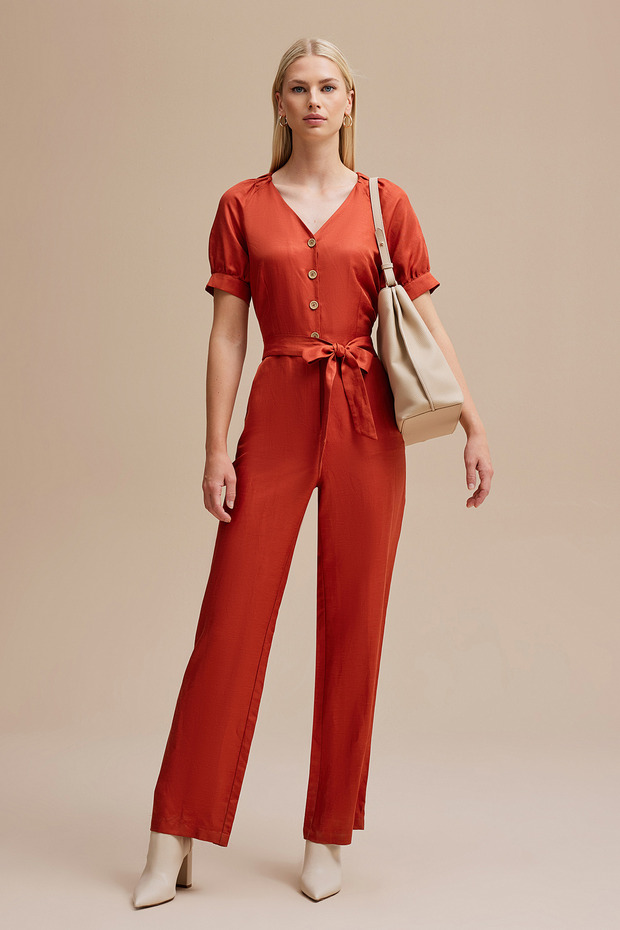 V Yaka Kuşaklı Tulum - 1