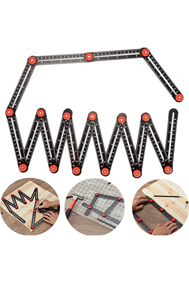 6 Handle Foldable Ruler Tiler Ruler Carpenter Master Measure Ruler Angle Finder - 6