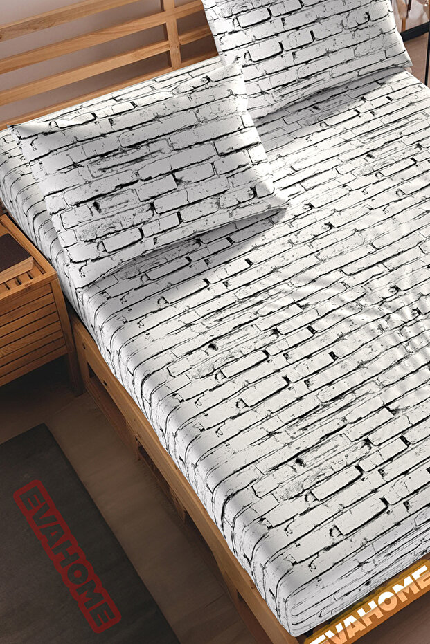 طقم ملاءات جاهزة منقوشة بالحجر الأبيض - مفرد/مزدوج/مقاس كبير - 5